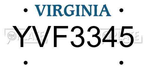 YVF3345 Virginia License Plate