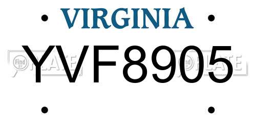 YVF8905 Virginia License Plate
