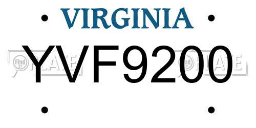 YVF9200 Virginia License Plate