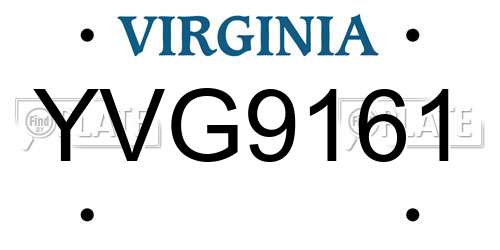 YVG9161 Virginia License Plate