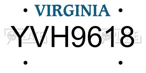 YVH9618 Virginia License Plate