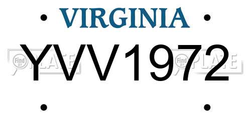 YVV1972 Virginia License Plate
