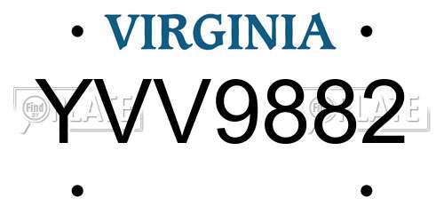 YVV9882 Virginia License Plate