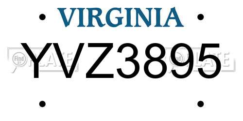 YVZ3895 Virginia License Plate