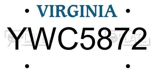 YWC5872 Virginia License Plate