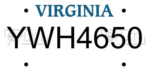 YWH4650 Virginia License Plate