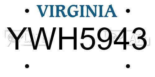 YWH5943 Virginia License Plate