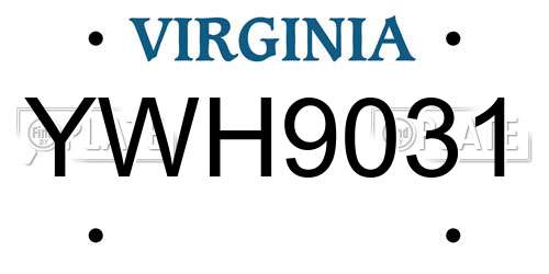 YWH9031 Virginia License Plate