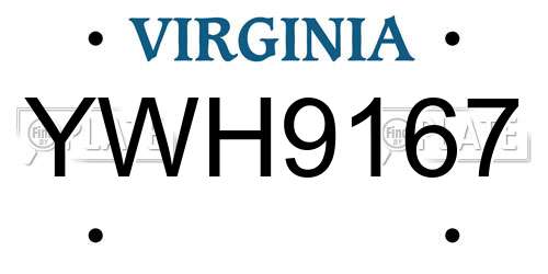 YWH9167 Virginia License Plate