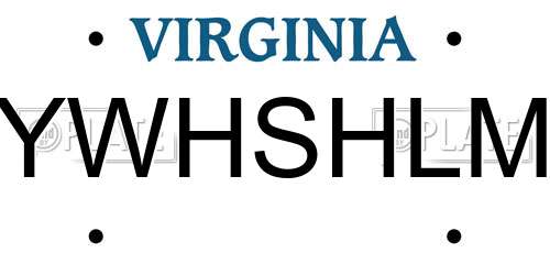 YWHSHLM Virginia License Plate