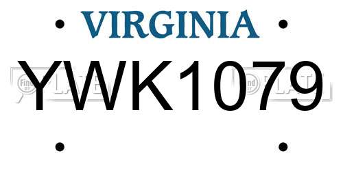 YWK1079 Virginia License Plate