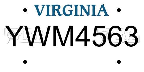YWM4563 Virginia License Plate