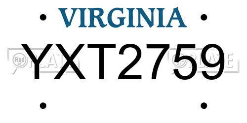 YXT2759 Virginia License Plate