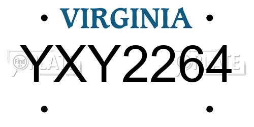 YXY2264 Virginia License Plate