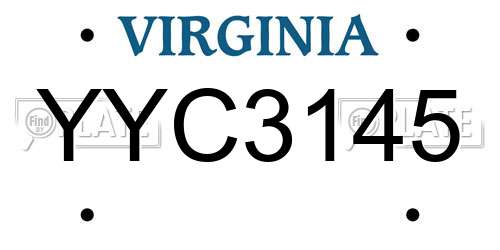 YYC3145 Virginia License Plate
