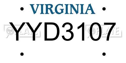 YYD3107 Virginia License Plate