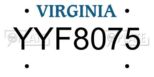 YYF8075 Virginia License Plate