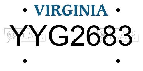 YYG2683 Virginia License Plate