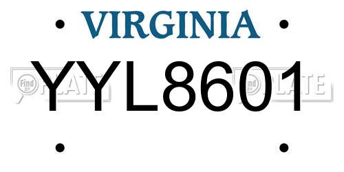 YYL8601 Virginia License Plate