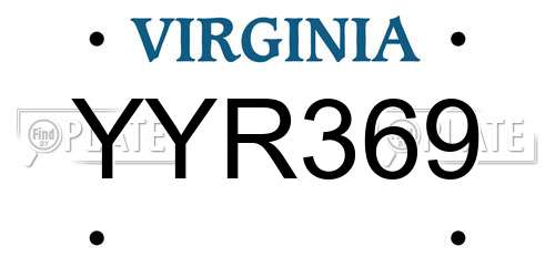 YYR369 Virginia License Plate
