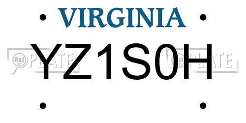 YZ1S0H Virginia License Plate