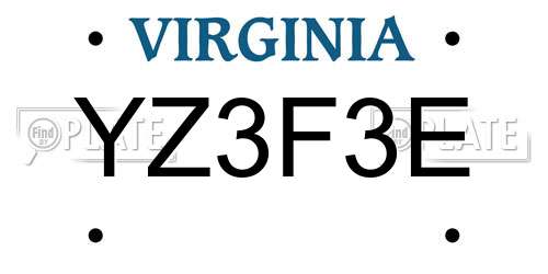 YZ3F3E Virginia License Plate