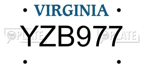 YZB977 Virginia License Plate