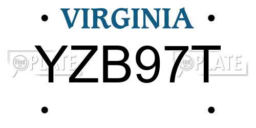 YZB97T Virginia License Plate
