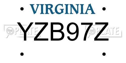 YZB97Z Virginia License Plate
