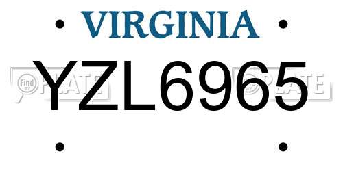YZL6965 Virginia License Plate