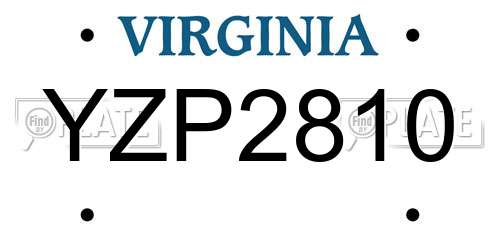 YZP2810 Virginia License Plate