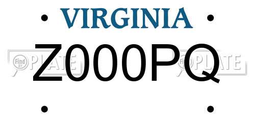 Z000PQ Virginia License Plate