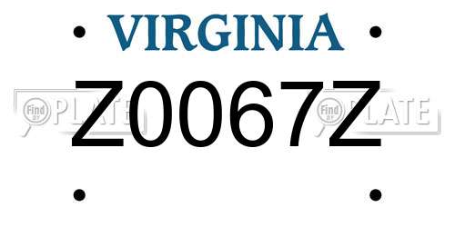 Z0067Z Virginia License Plate