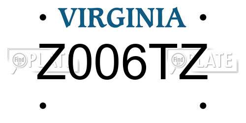 Z006TZ Virginia License Plate