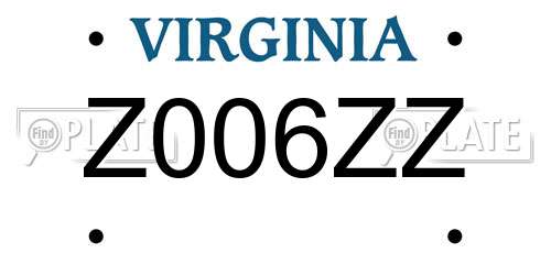 Z006ZZ Virginia License Plate