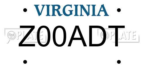 Z00ADT Virginia License Plate