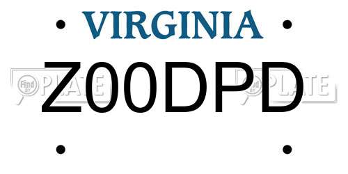Z00DPD Virginia License Plate
