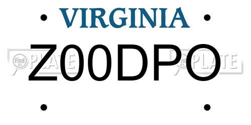 Z00DPO Virginia License Plate