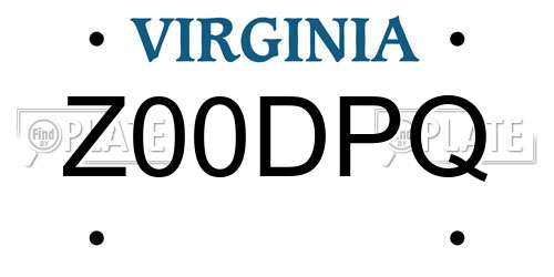 Z00DPQ Virginia License Plate