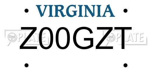 Z00GZT Virginia License Plate