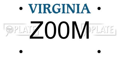 Z00M Virginia License Plate