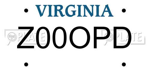Z00OPD Virginia License Plate