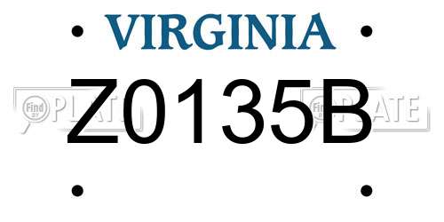 Z0135B Virginia License Plate
