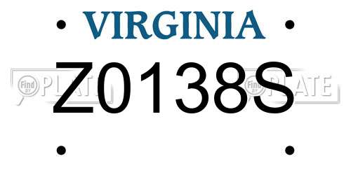 Z0138S Virginia License Plate