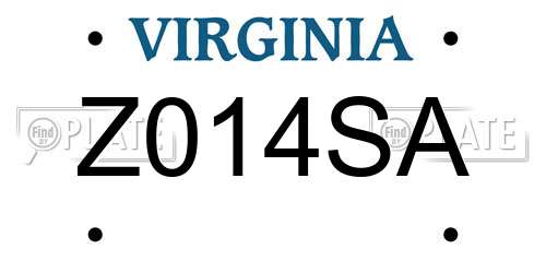 Z014SA Virginia License Plate