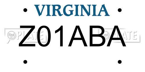 Z01ABA Virginia License Plate