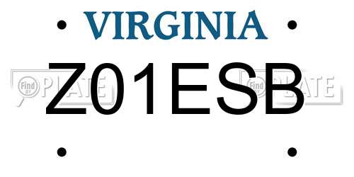 Z01ESB Virginia License Plate