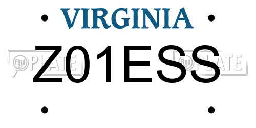 Z01ESS Virginia License Plate