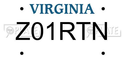 Z01RTN Virginia License Plate