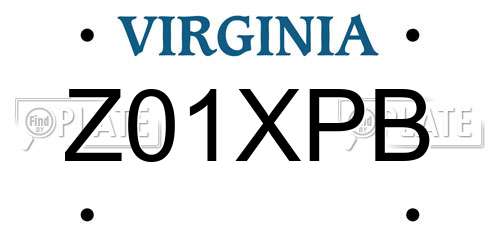 Z01XPB Virginia License Plate
